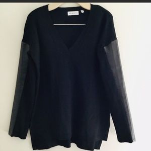 525 America black sweater with leather arms